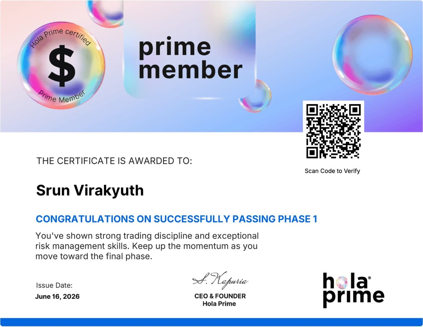 Hola Prime — Phase 1 — 16 Jun 2026